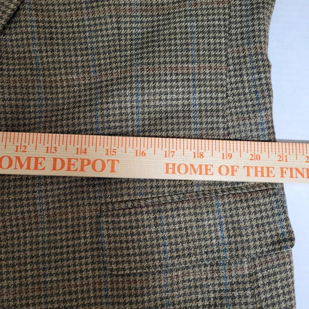 Brooks Brothers 42R Green Tan Houndstooth Wool‎ Sport Coat Menswear Blazer USA